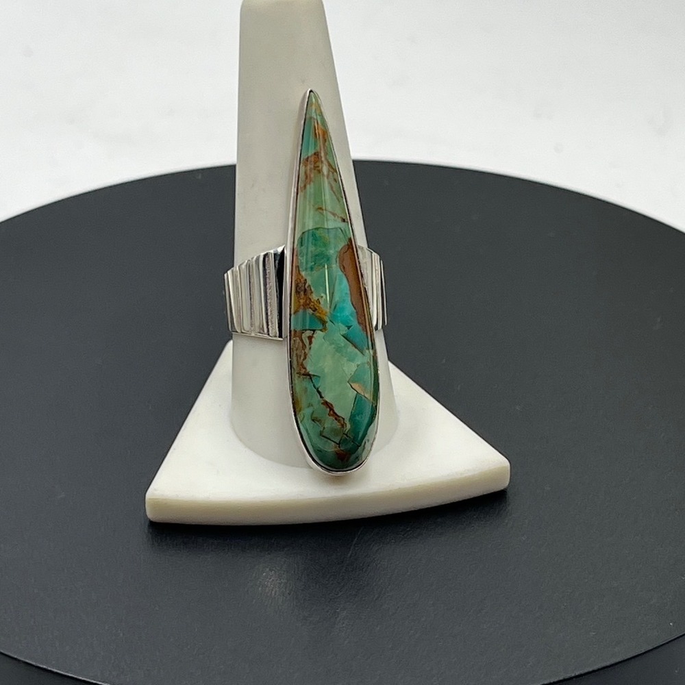 Jay King DTR Desert rose trading 2" Royston turquoise 925 ring 13 grams Sz 10
